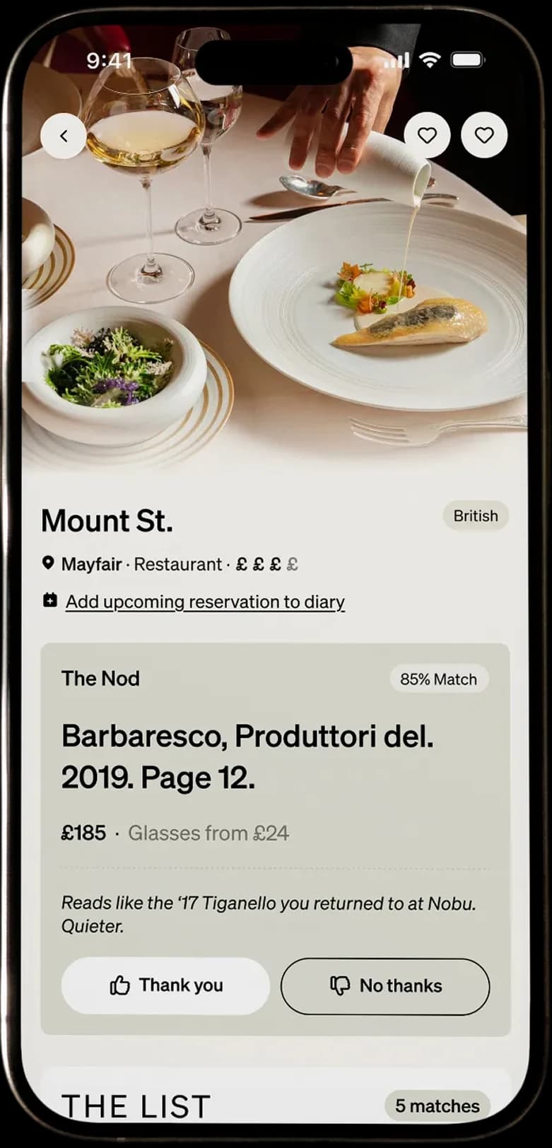 Valmont at Mount St.: a personalised Barbaresco recommendation with the vintage, price and wine-list page.